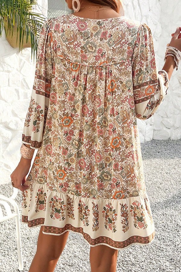 Bohemia Print V Neck Casual Dress - Image 6