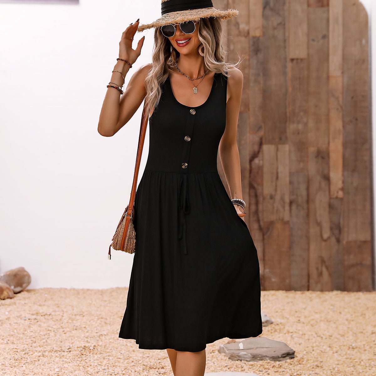 Fashion Solid Color Sleeveless Casual Dress - Image 6
