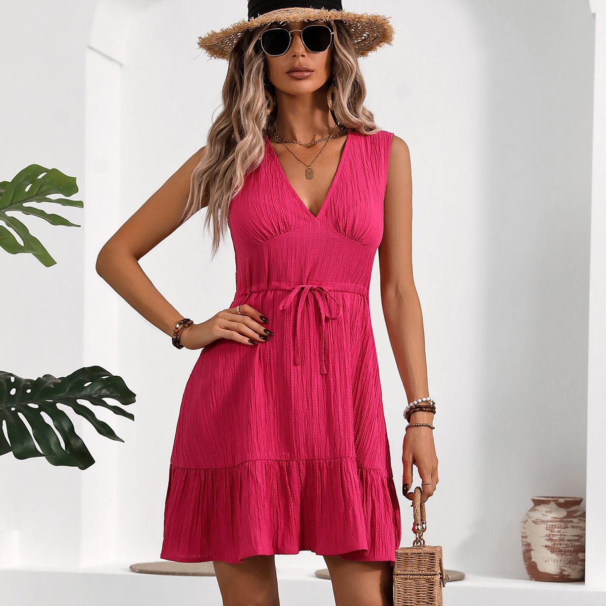 Fashion Solid Sleeveless Casual Mini Dress - Image 6