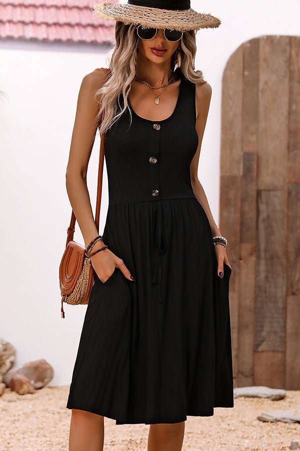 Fashion Solid Color Sleeveless Casual Dress
