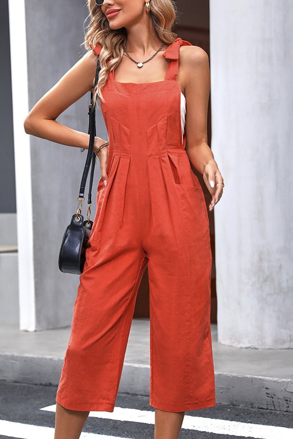 Tie Shoulder Solid Sleeveless Jumpsuit - Image 4