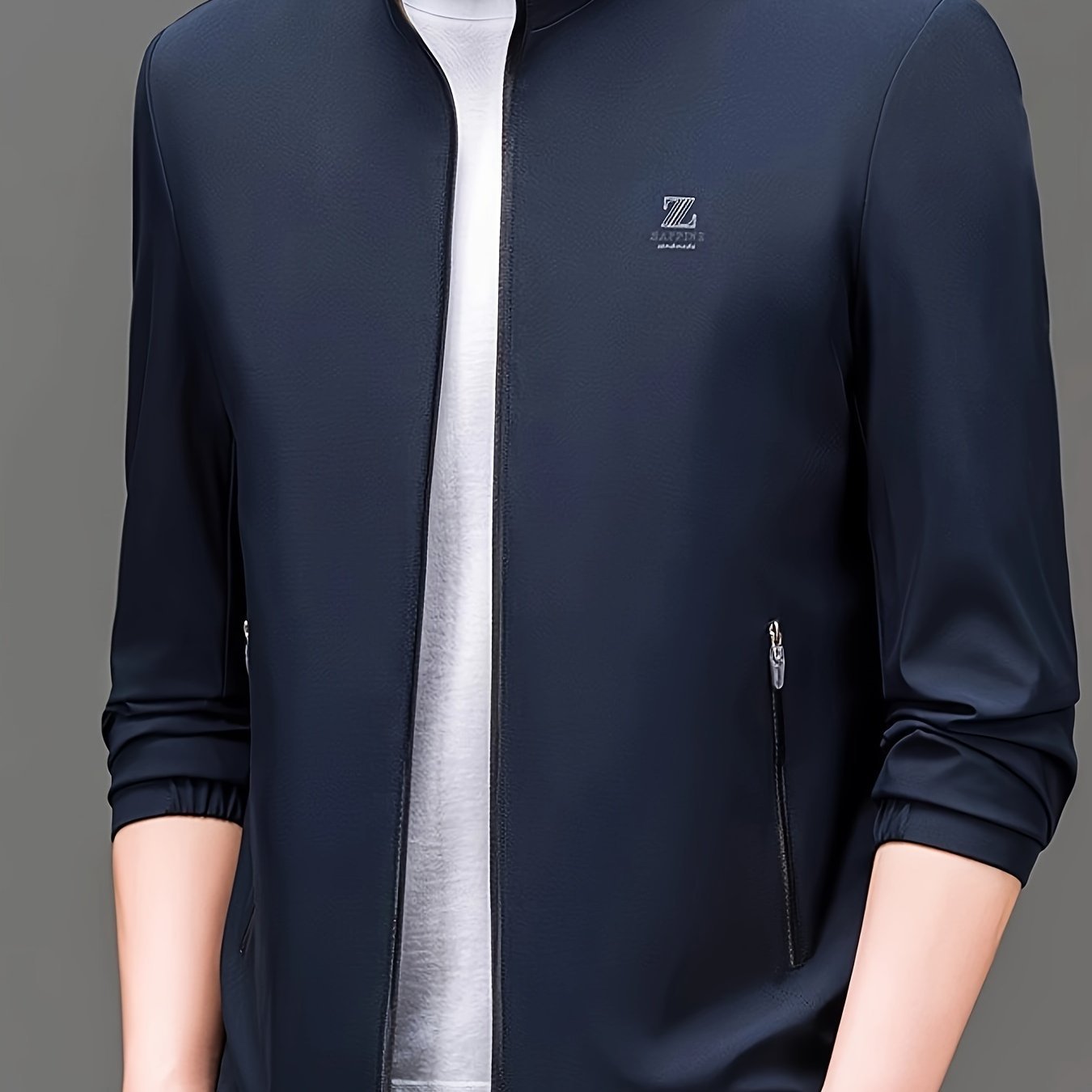 Men??s Solid Colour Lapel Jackets With Zipper, Comfy Casual Long Sleeve Business Style Tops For Men??s Outdoor Activities - Image 3