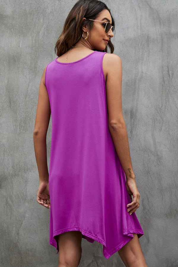 Irregular Hem Solid Color Mini Dress - Image 3