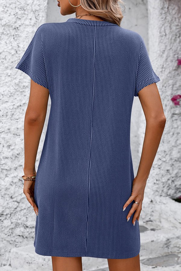 Stripe Round Neck Casual Dress - Image 3