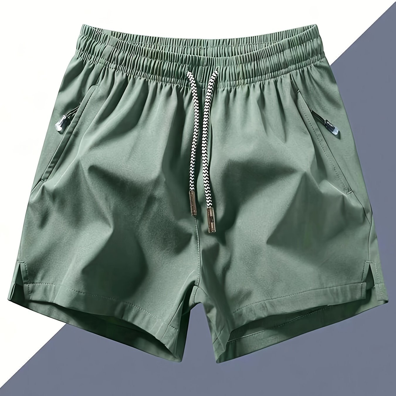 Men??s Solid Color Leisure Shorts With Zippered Pockets, Summer Fashion Drawstring Sports Shorts For Fitness And Outdoors Wear - Image 5