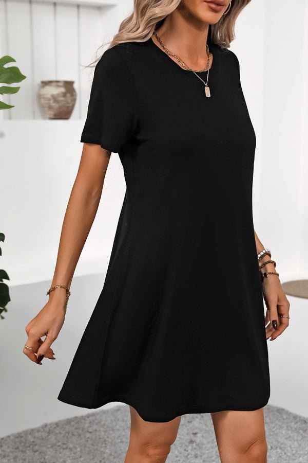 Fashion Solid Black Casual Dress - Image 6