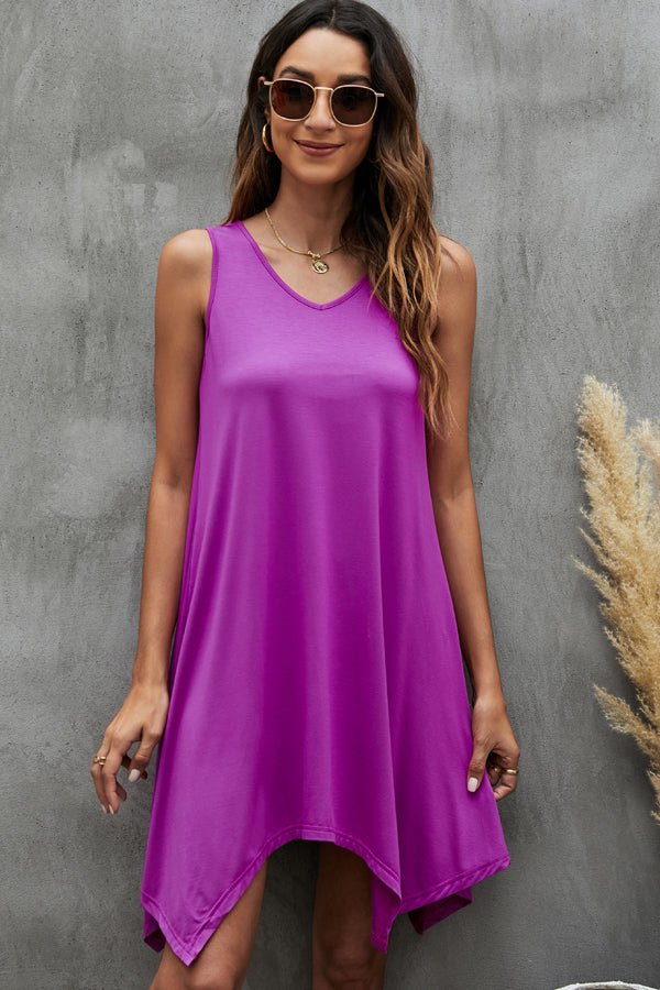 Irregular Hem Solid Color Mini Dress - Image 4
