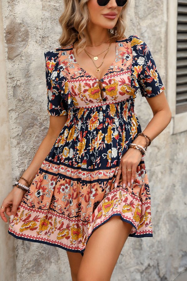 Fashion Bohemia Print Ruffle Hem Mini Dress - Image 3