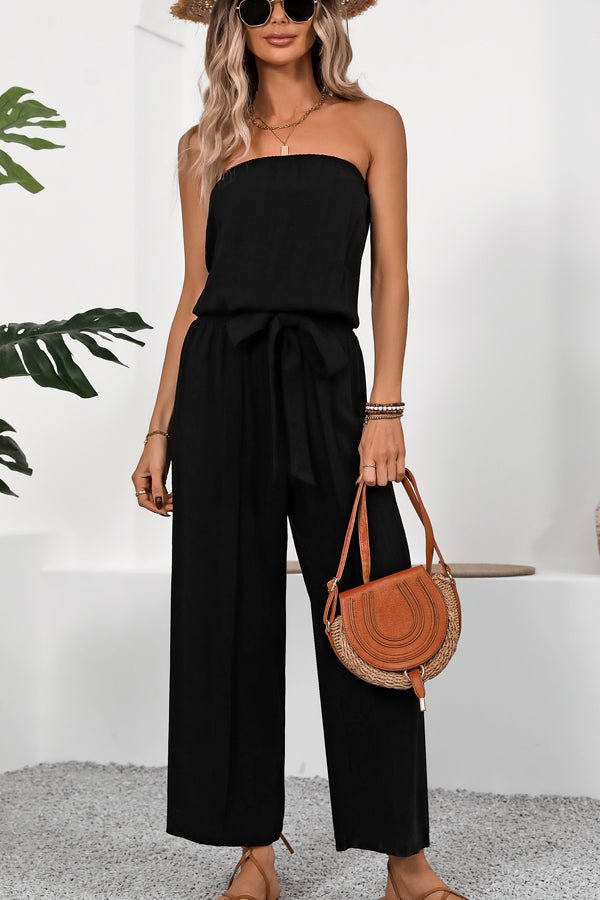 Bandeau High Waist Black Casual Jumpsuits