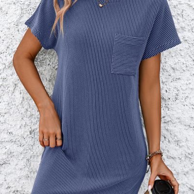 Stripe Round Neck Casual Dress