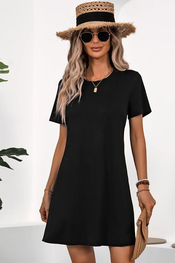 Fashion Solid Black Casual Dress - Image 3