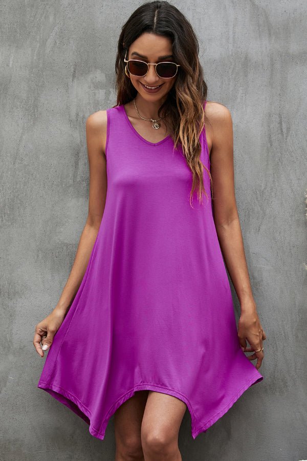 Irregular Hem Solid Color Mini Dress - Image 2