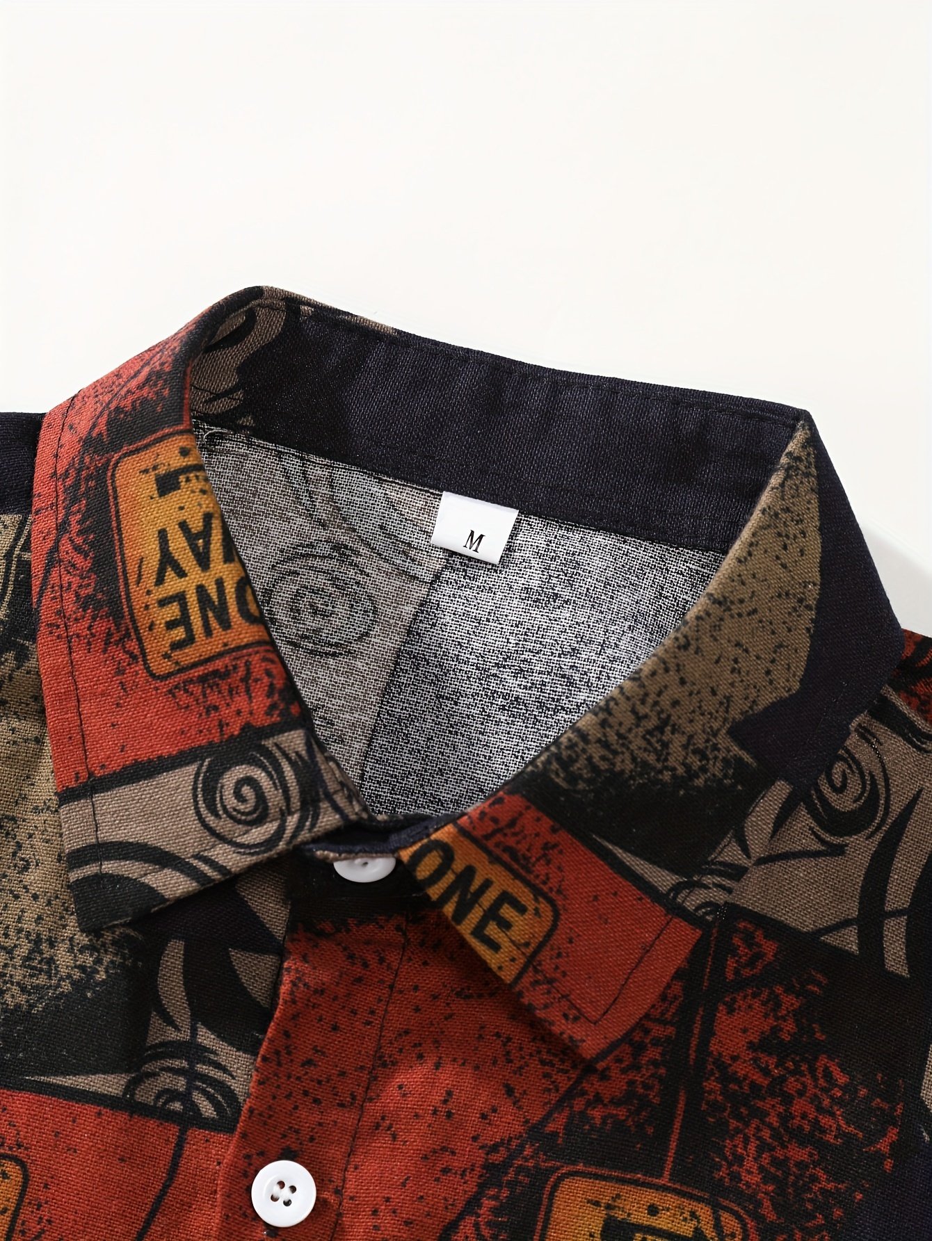 Men??s Stylish Loose Cotton Blend Geometric Print Shirt, Casual Breathable Lapel Button Up Short Sleeve Shirt For Summer Outdoor Activities - Image 8
