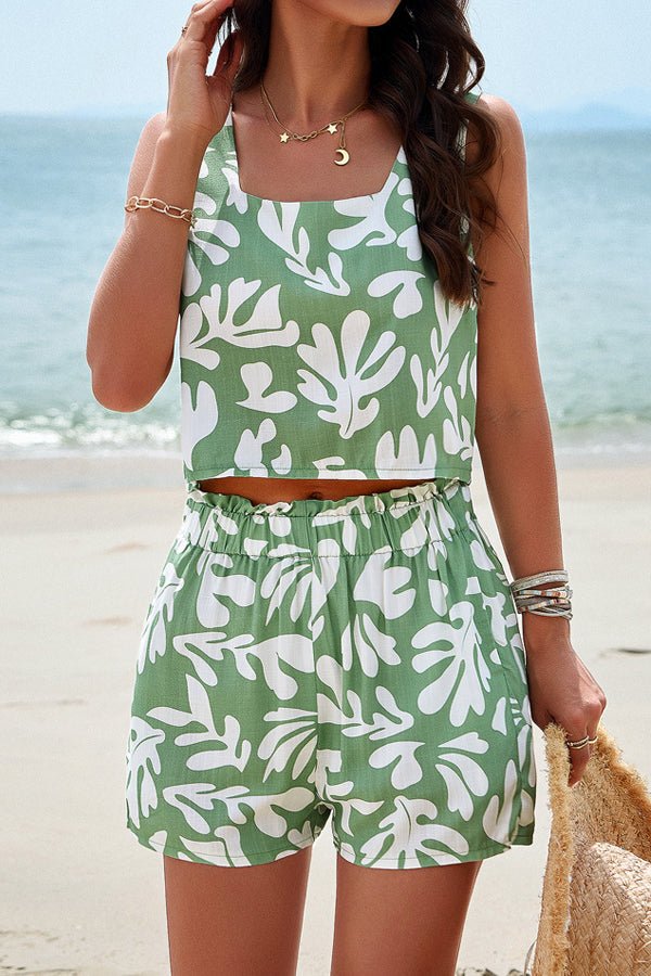 Fashion Smocked Waist Casual Two Pieces Sets