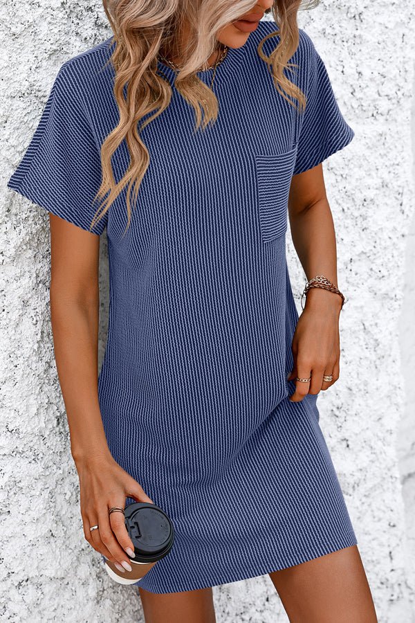 Stripe Round Neck Casual Dress - Image 2