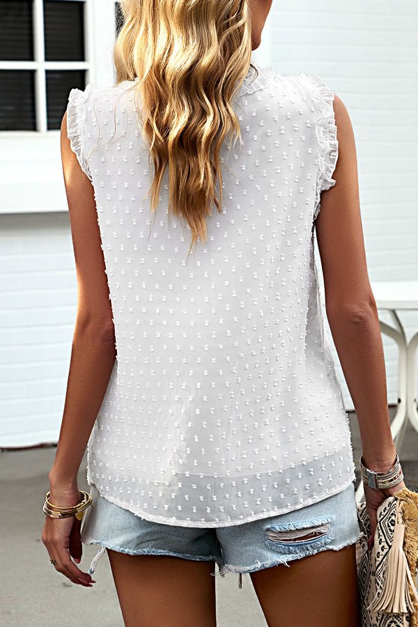 Cute V Neck Button Sleeveless Tops - Image 5
