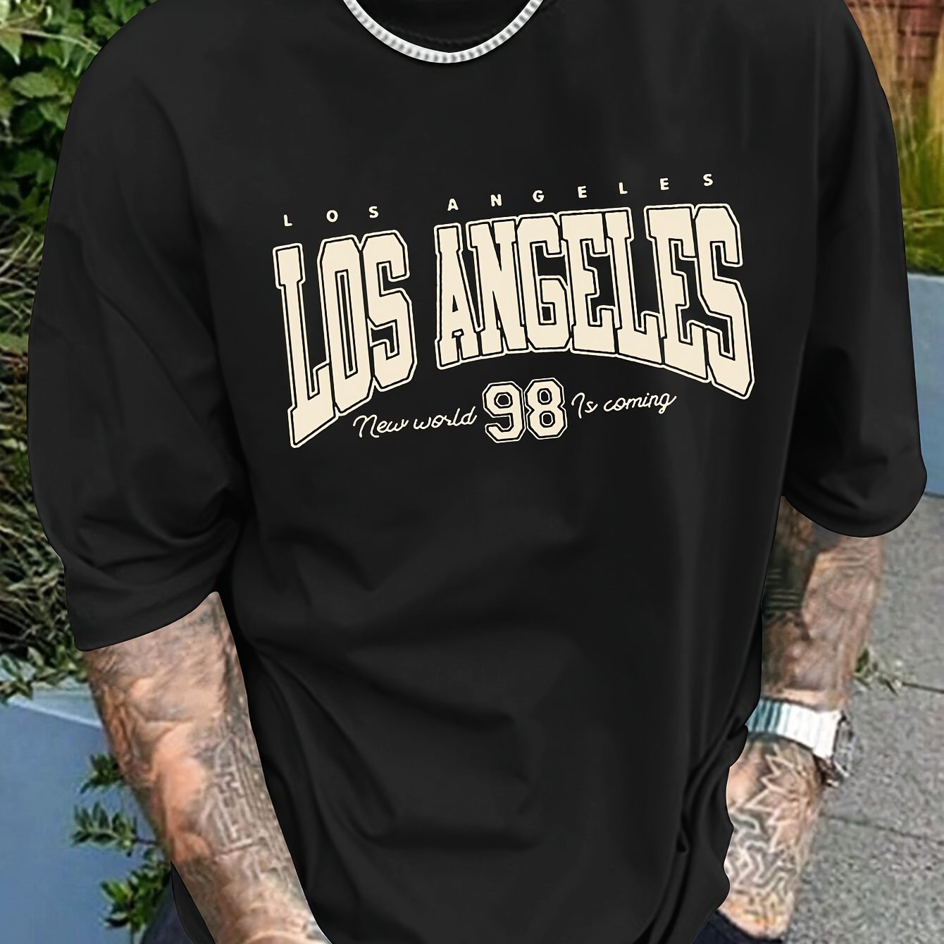 LOS ANGELES 98 Print T-shirt For Men, Casual Short Sleeve T-shirt For Summer - Image 4
