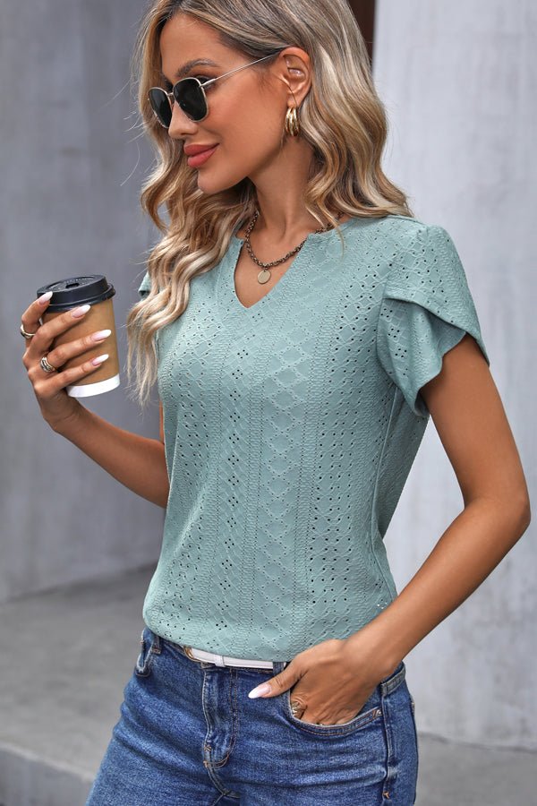 Ruffle Sleeve Fashion Solid Color Tops - Image 6