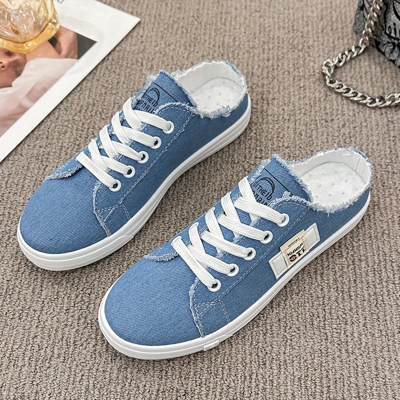 Casual Women??s Slip-On Sneakers, Breathable Backless Flat Shoes, Lightweight Flat Outdoor Mule Shoes - Image 8