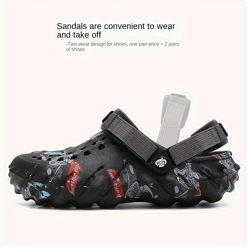 Unisex Graffiti Print Clogs, Fashion Breathable EVA Summer Beach Slide Shoes, Casual Outdoor Garden Sandals - Image 8