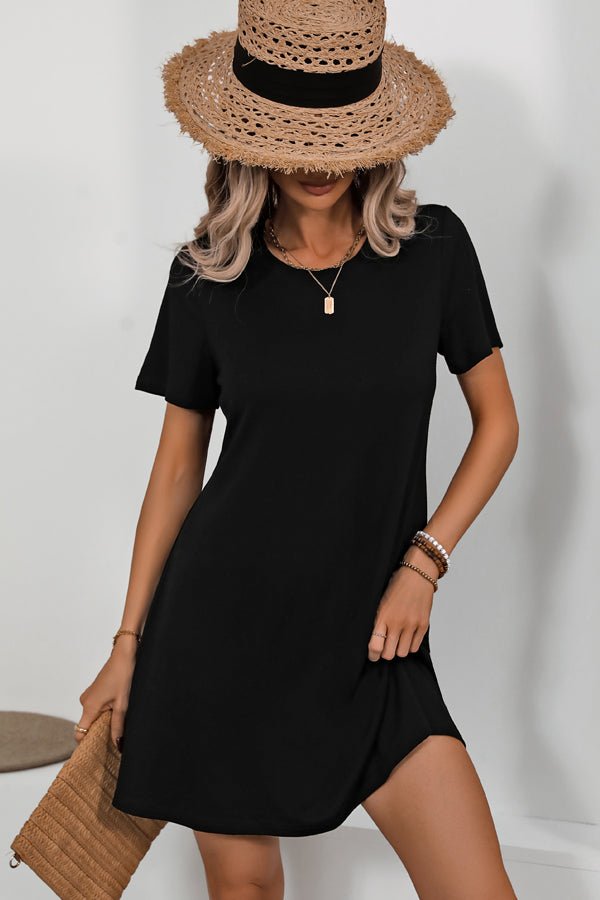 Fashion Solid Black Casual Dress