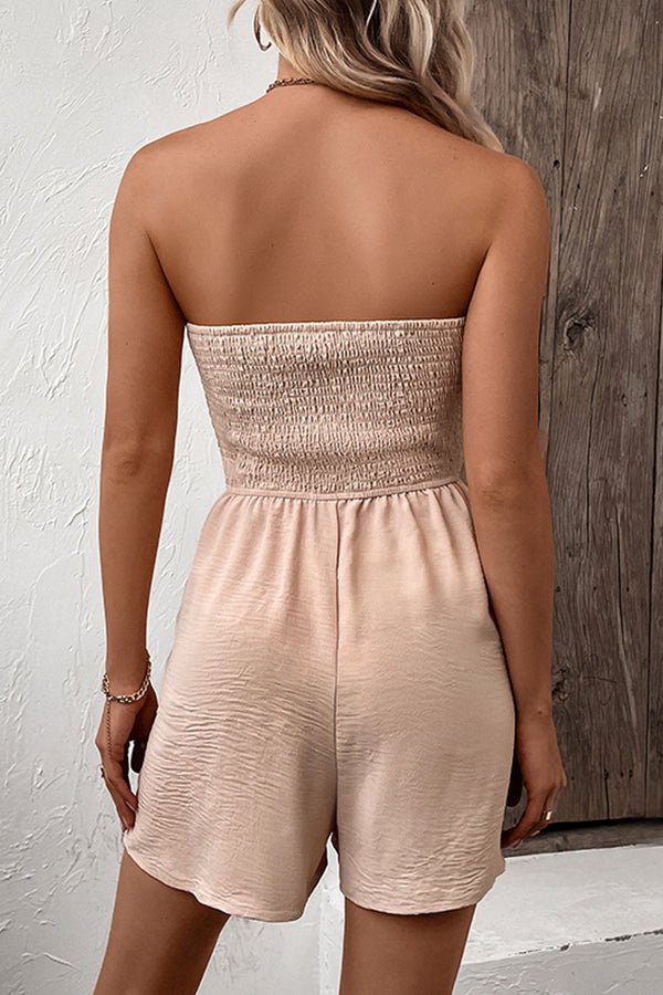 Solid Color Smocked Bandeau Rompers - Image 5