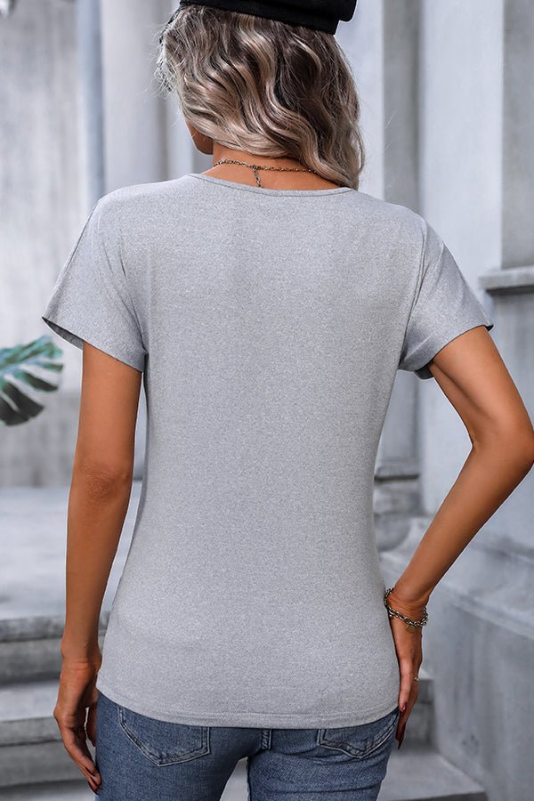 Fashion Solid Color V Neck Casual Tops - Image 6
