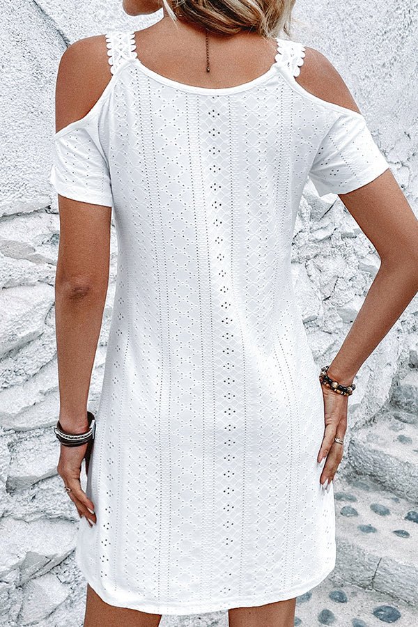 Lace Patchwork Solid Casual Mini Dress - Image 5