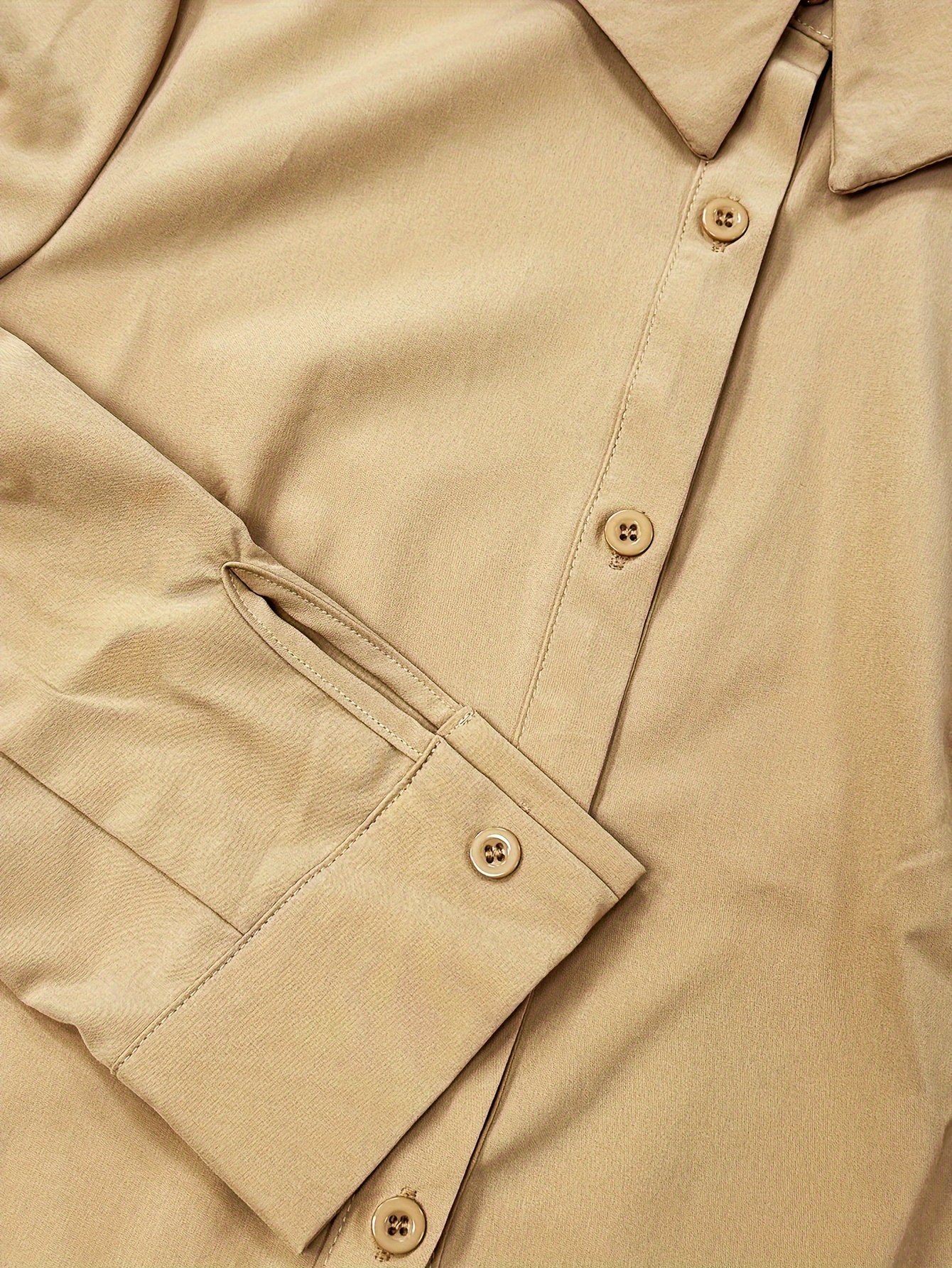 Split Button Front Shirt, Casual Long Sleeve Curved Hem Shirt, Women??s Clothing - Image 9