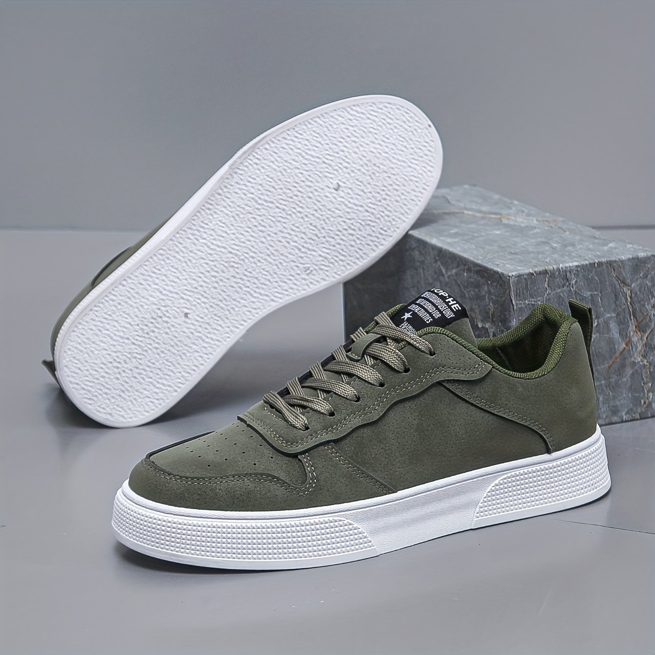 Men??s Trendy Solid Colour Low Top Skateboard Shoes, Comfy Non Slip Casual Lace Up Sneakers For Men??s Outdoor Activities - Image 6