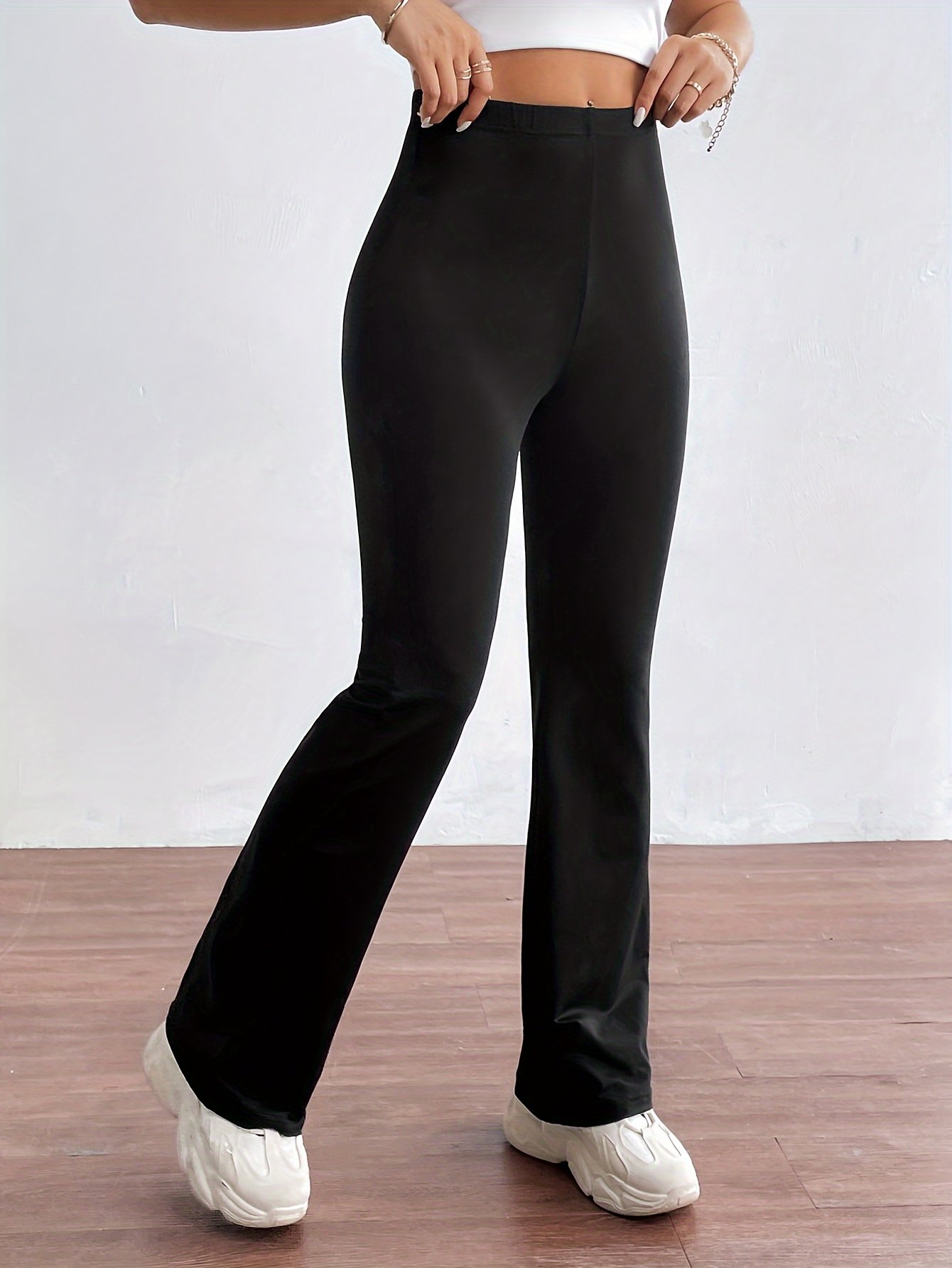 High Waist Flare Leg Pants, Casual Forbidden Pants For Spring & Summer, Women??s Clothing