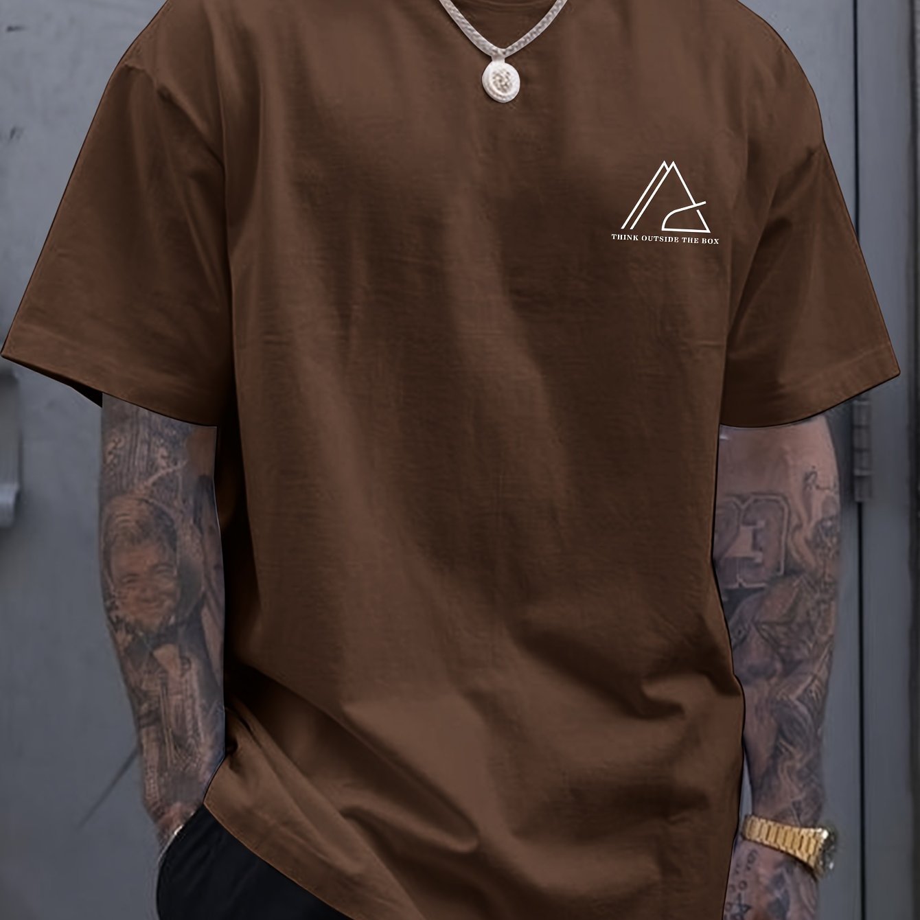 Geometric Graphic Print Men??s Creative Top, Casual Short Sleeve Crew Neck T-shirt, Men??s Clothing For Summer Outdoor - Image 7