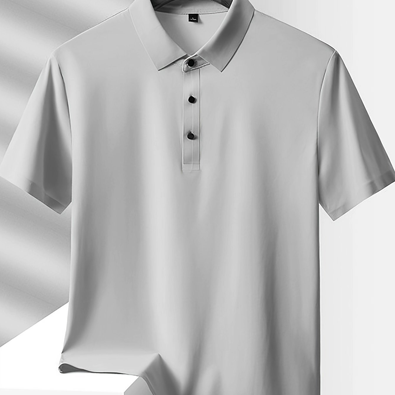 Men??s Solid Seamless Short Sleeve Button Up Lapel Shirt, Lightweight Business Casual Style, Breathable Short Sleeve Top, Solid Color Classic Collar Summer Golf Shirts - Image 3