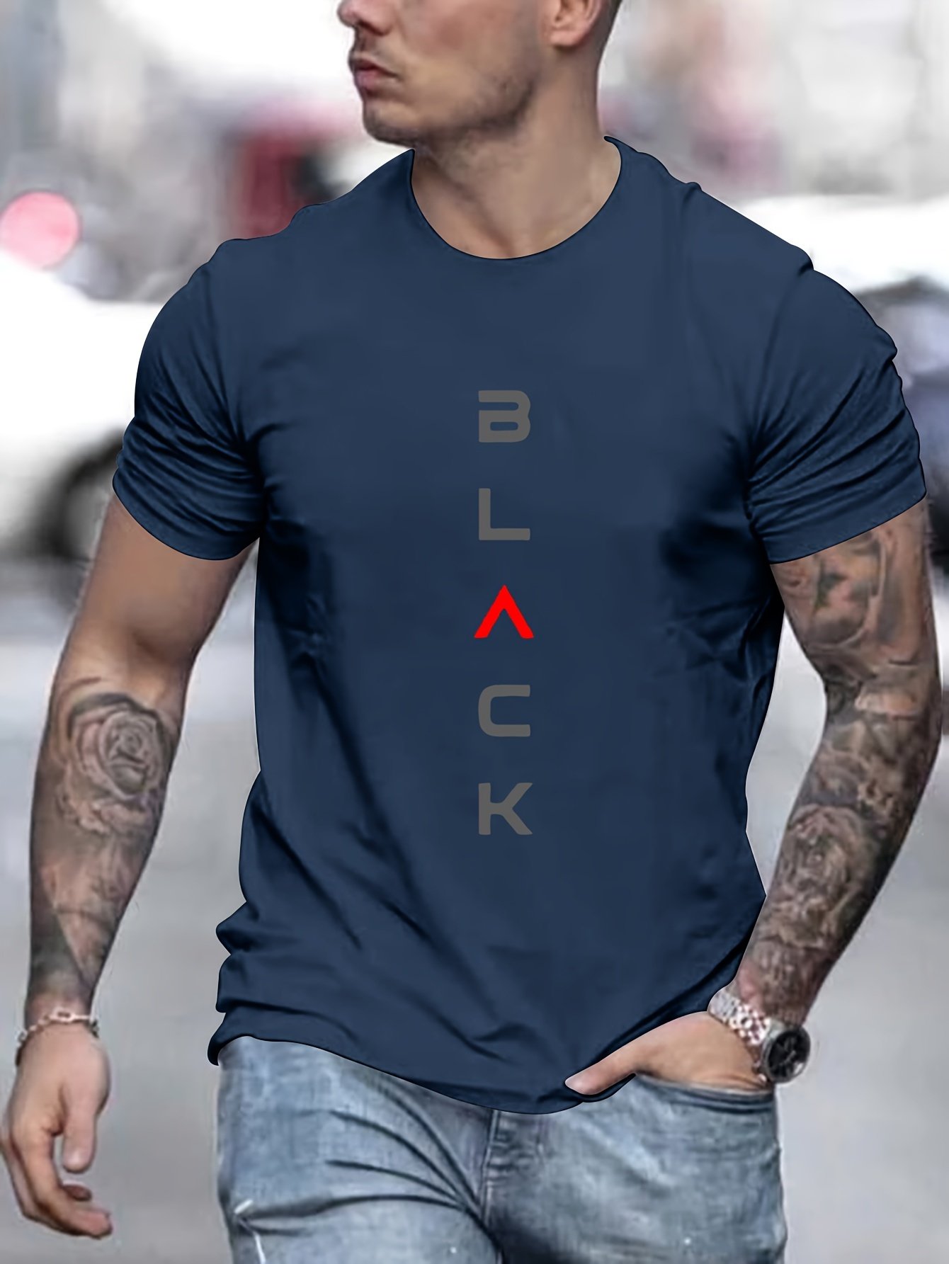 Men??s Dark Printing Print Sports Casual Commuting All-match Short-Sleeve T-shirt Side-by-side Optional