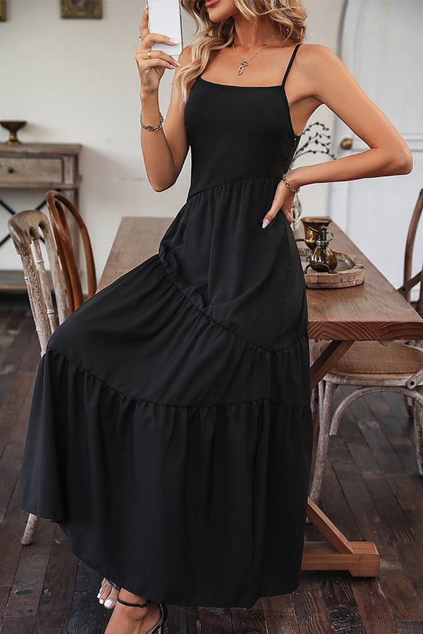 Solid Color Sleeveless Maxi Dress - Image 3