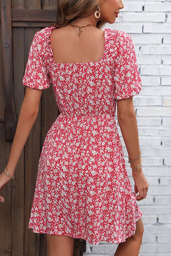 Floral Print Tie Front Short Sleeve Dress - Image 6