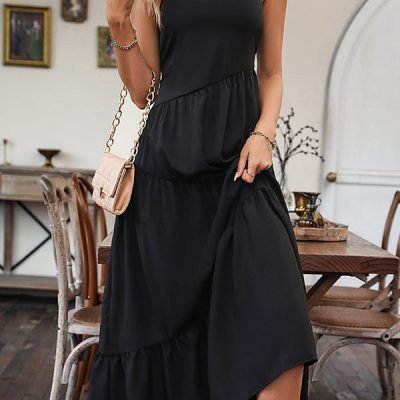 Solid Color Sleeveless Maxi Dress