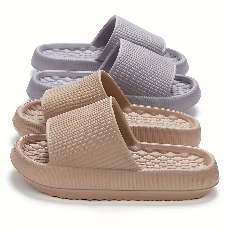 Simple Solid Color Slides, Casual Open Toe Soft Sole Shoes, Comfortable Indoor Home Bathroom Slides - Image 9
