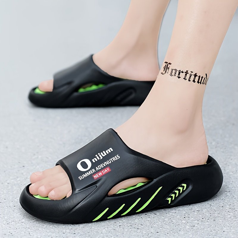 Unisex Trendy Colour Block Open Toe Breathable Slippers With Massage Grains, Comfy Non Slip Durable EVA Sole Slides For Men??s & Women??s Indoor Activities - Image 9