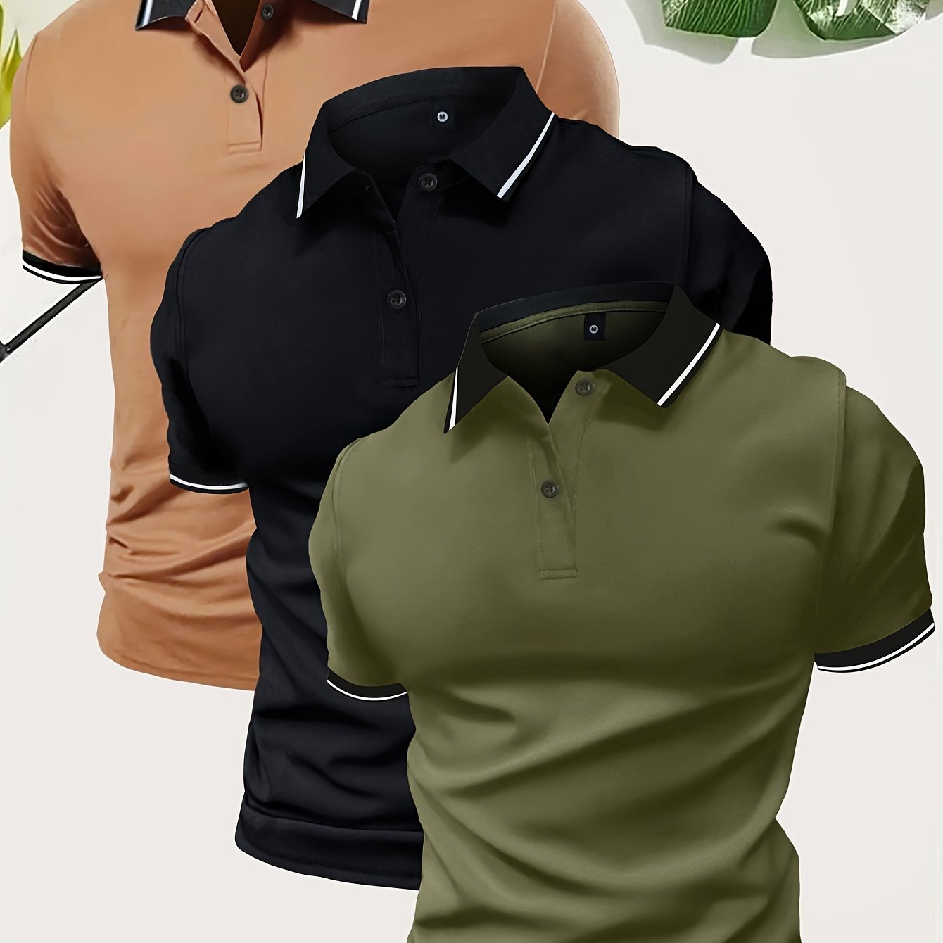 3Pcs Breathable Regular Fit Golf Shirt, Men??s Casual V-Neck T-Shirt Short Sleeve For Summer, Men??s Clothing - Image 2