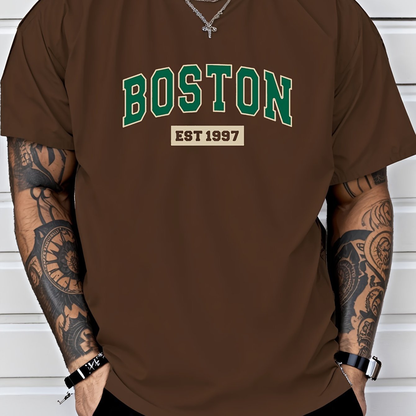 Letter Print Men??s Creative Top, Casual Short Sleeve Crew Neck T-shirt, Men??s Clothing For Summer Outdoor - Image 8