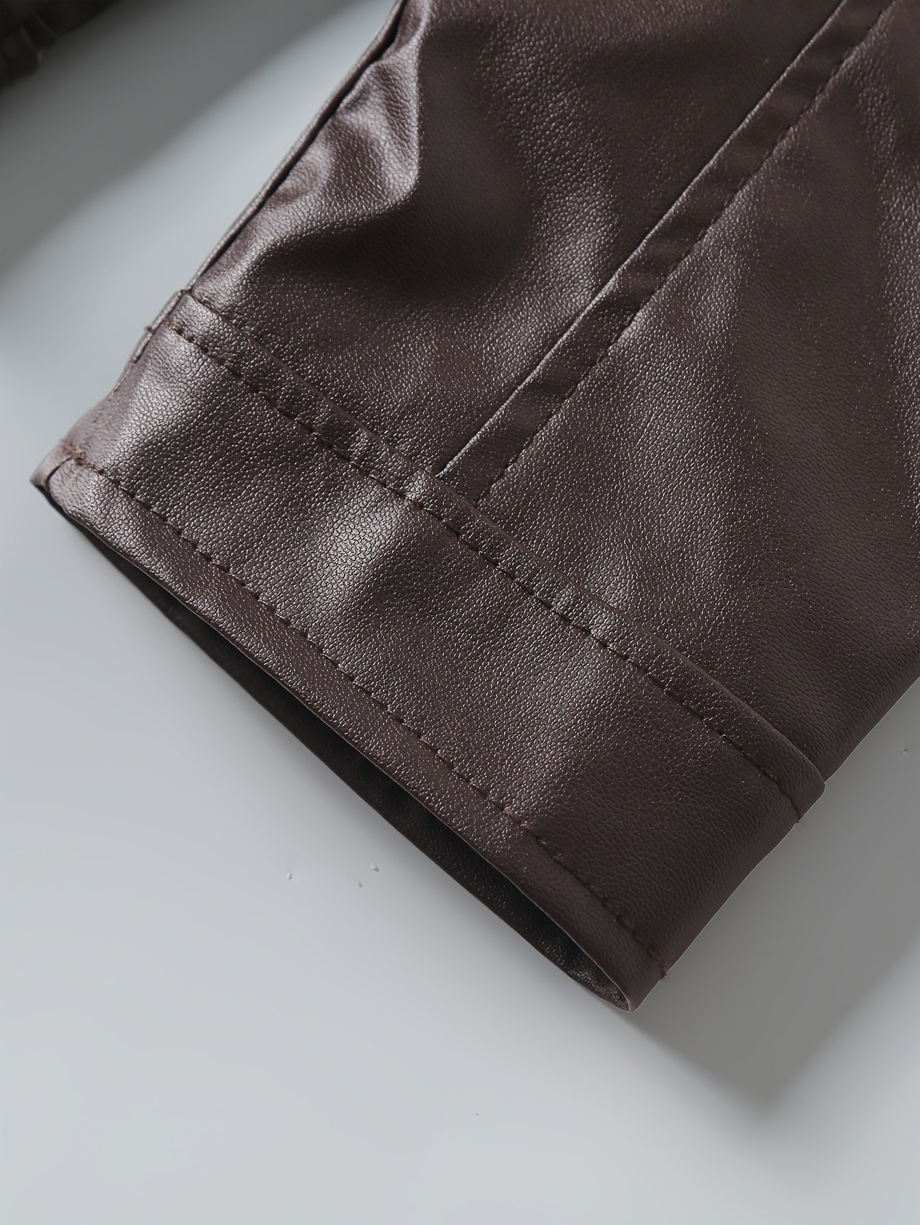 2023 Autumn And Winter New Zipper Cardigan Pocket PU Leather Small Stand Collar MotorcycleJacket Coat Men??s Coat - Image 10