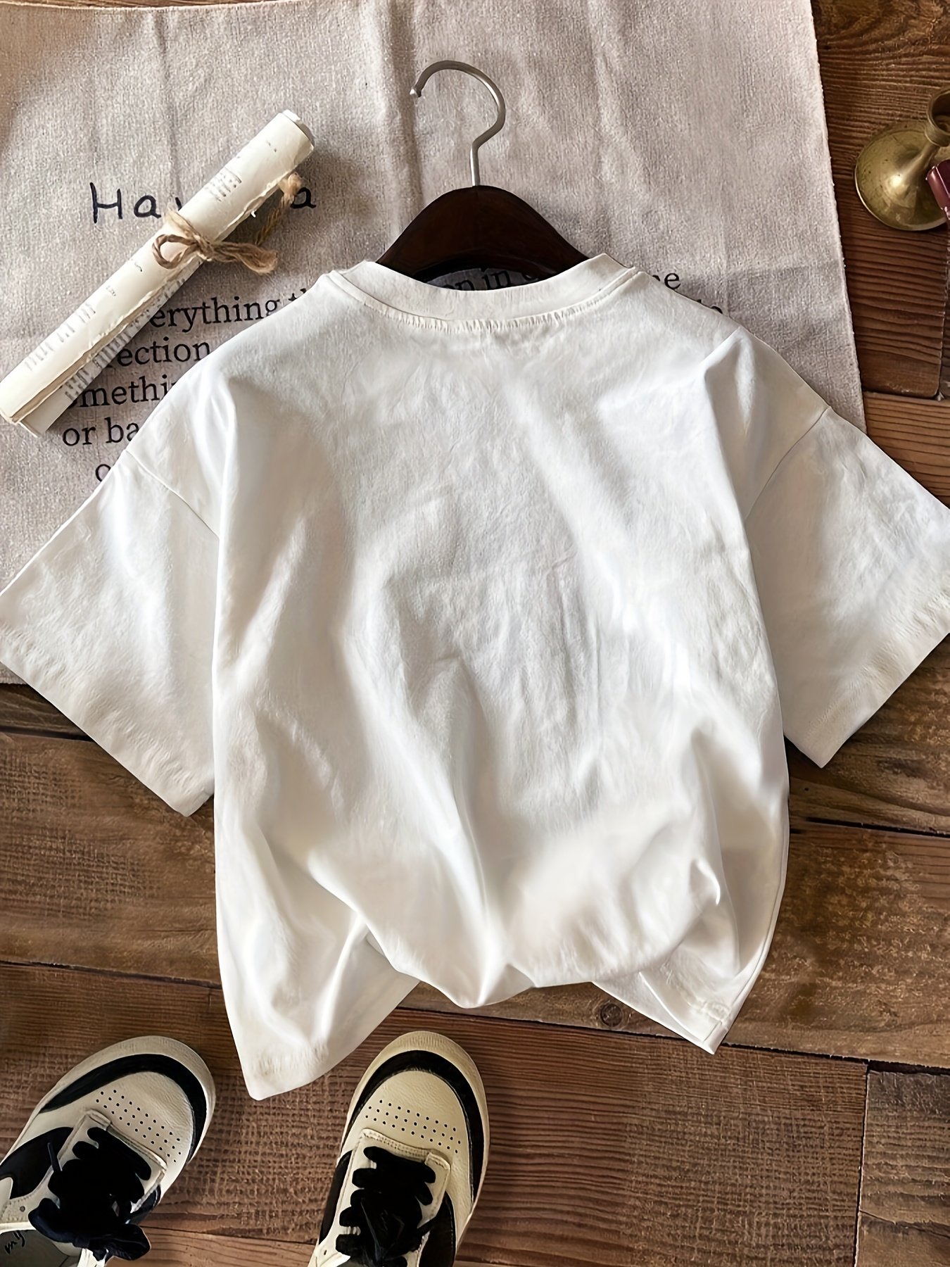 Letter & Mountain Print T-shirt, Short Sleeve Crew Neck Casual Top For Summer & Spring, Women??s Clothing - Image 3