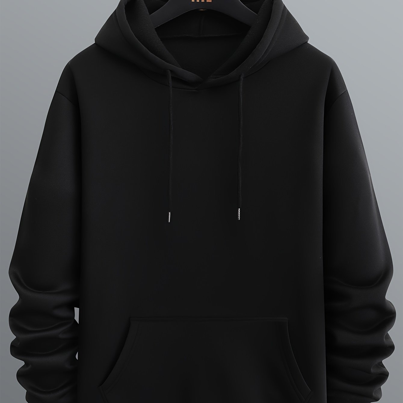 Men??s Long Sleeve Solid Hoodies Street Casual Sports And Fashionable With Kangaroo Pocket Sweatshirt, Suitable For Outdoor Sports, For Autumn And Winter, Fashionable And Versatile - Image 8