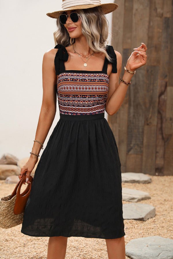 Bohemian Printed Patchwork Sleeveless Casual Dress - Image 4
