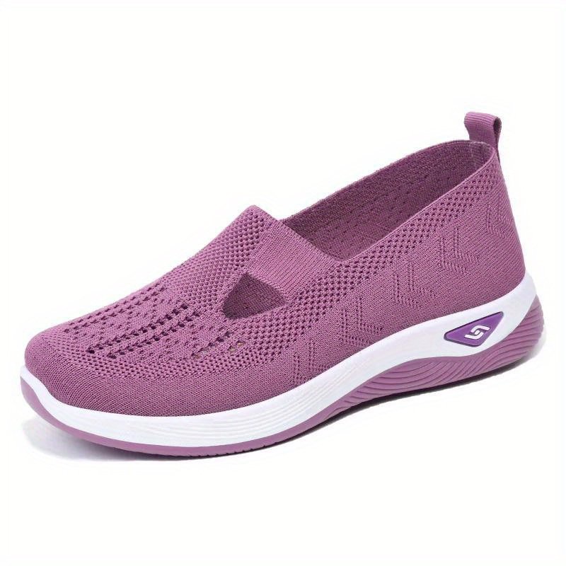 Women??s Solid Color Knitted Sneakers, Soft Sole Platform Casual Walking Shoes, Low-top Breathable Daily Shoes - Image 7