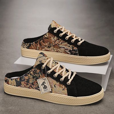 Men??s Trendy Hollow Out Breathable Mule Shoes, Comfy Non Slip Casual Lace Up Durable Shoes, Men??s Footwear