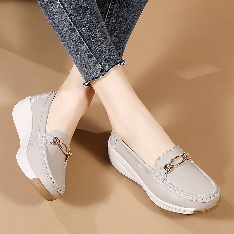 Women??s Casual Loafers, Metallic Buckle Decor Slip On Shoes, Casual Comfortable Soft Sole Walking Shoes - Image 12