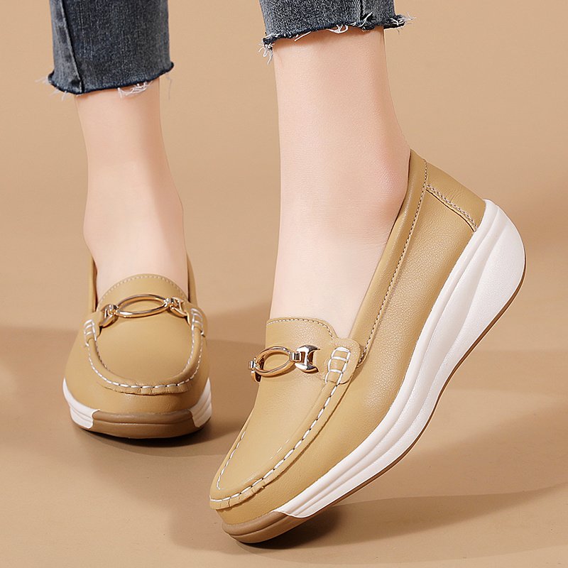 Women??s Casual Loafers, Metallic Buckle Decor Slip On Shoes, Casual Comfortable Soft Sole Walking Shoes - Image 8