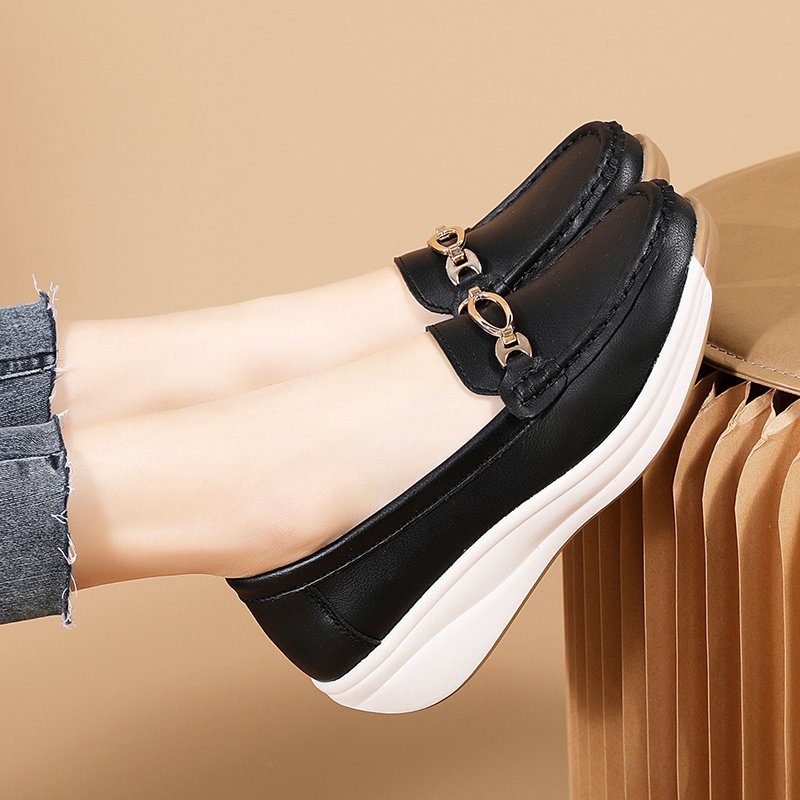 Women??s Casual Loafers, Metallic Buckle Decor Slip On Shoes, Casual Comfortable Soft Sole Walking Shoes - Image 7